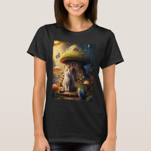 Camiseta Mystical Cottagecore Cat Sueño hongos encantados