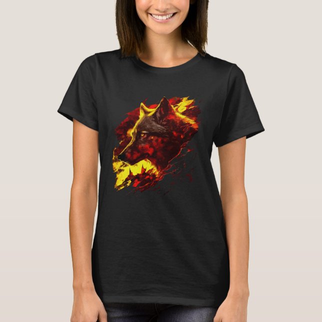 Camiseta Mystical Iberian Wolf Spain Flag Colors (Anverso)