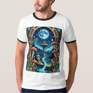 Camiseta Mystical Mushroom Waterfall Forest T-Shirt