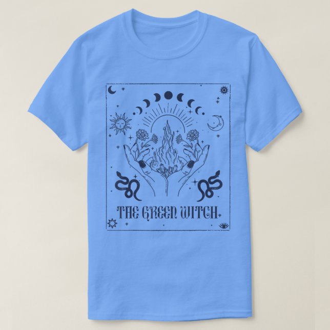 Camiseta Mystical The Green Witch, Celestial Witch Vibes Ta (Diseño del anverso)