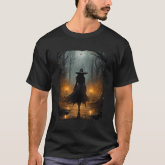 Camiseta Mystical Witch Caminando por el bosque Halloween G