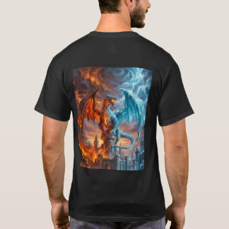 Camiseta Mythical Fire and Ice Dragon Gamer Fantasy T-Shirt