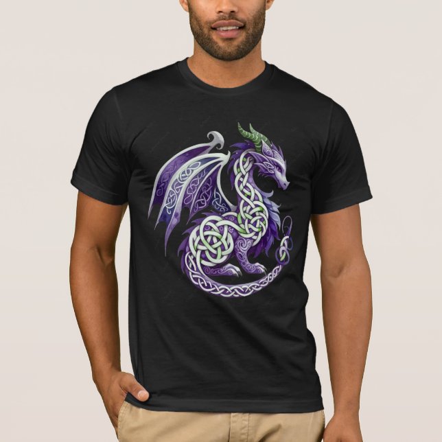 Camiseta Mythical Purple Celtic Dragon Fantasy Art (Anverso)