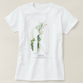 Camiseta N Monograma La vegetación dorada deja elegante