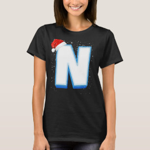 Camiseta N Navidades de mayúscula nevada Monograma letra al