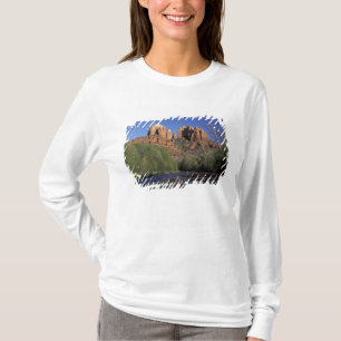 Camiseta NA, EE. UU., Arizona, Sedona. Cathedral Rock y Oak