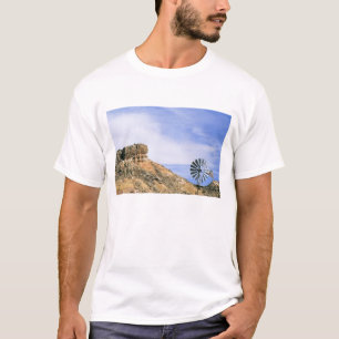 Camiseta NA, EE.UU., molino de viento de Texas y acantilado