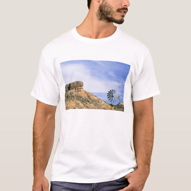Camiseta NA, EE.UU., molino de viento de Texas y acantilado (Anverso)
