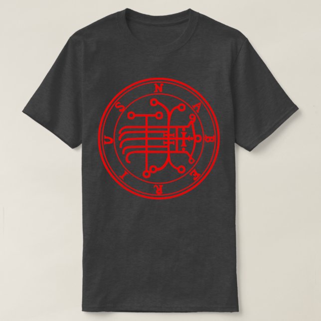 Camiseta Naberius Sigil enseña arte y ciencia rojo (Diseño del anverso)