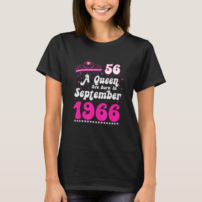 Camiseta Nace Una Reina En Septiembre De 1966 Feliz Cumplea (Anverso)