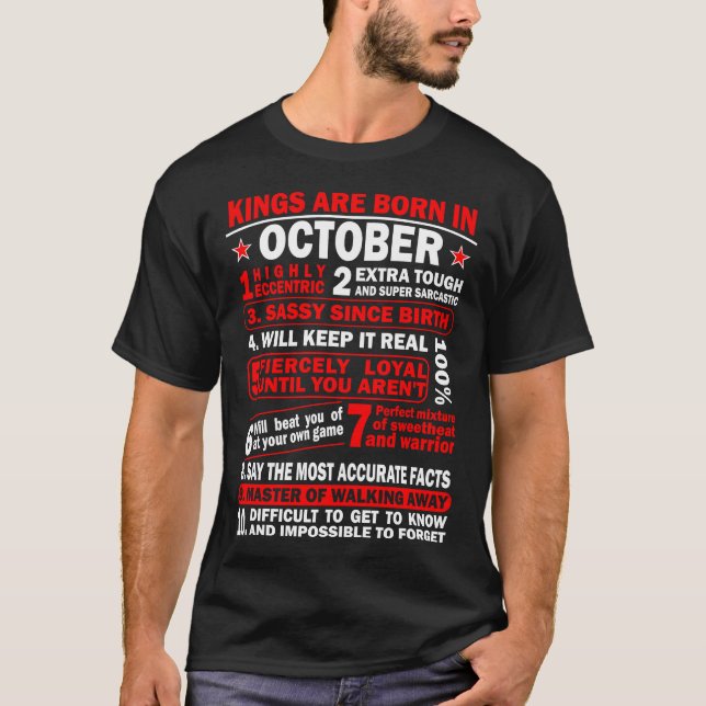 Camiseta Nacen reyes leales en el mes de octubre (Anverso)