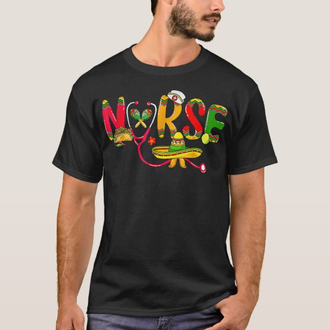 Camiseta Nacho Average Nurse Meican Tee Let's Fiesta Cinco  (Anverso)