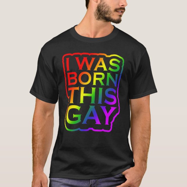 Camiseta Nací este orgullo gay LGBTQ orgullo arcoiris LGBT (Anverso)