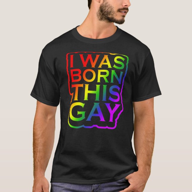 Camiseta Nací este orgullo gay LGBTQ orgullo arcoiris LGBT (Anverso)
