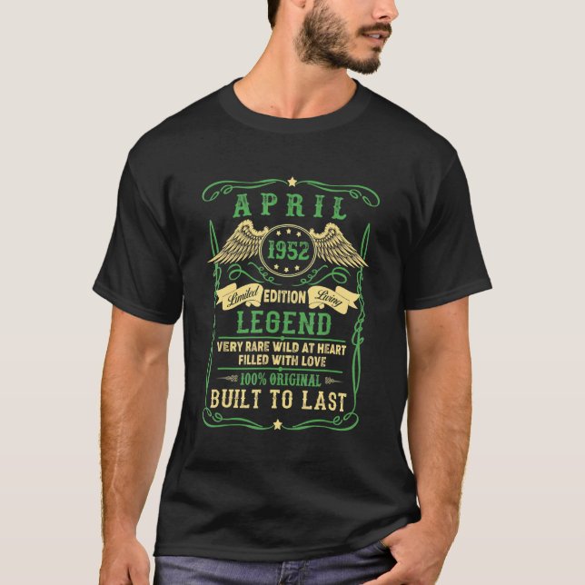Camiseta Nacida en abril de 1952 70º cumpleaños (Anverso)