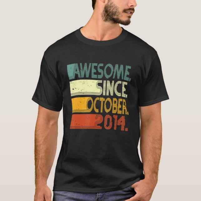 Camiseta Nacido 8.º cumpleaños increíble desde octubre de 2 (Anverso)