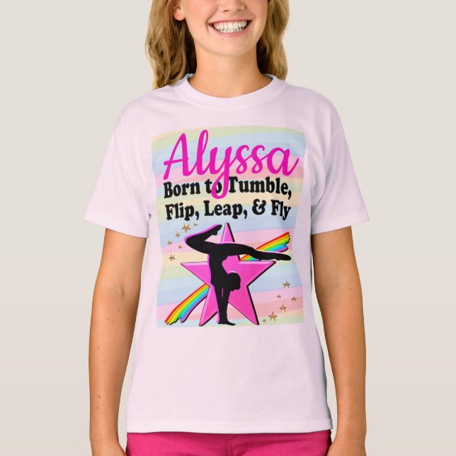 CAMISETA NACIDO A TUMBLE, FLIP, LEAP Y FLOR (Anverso)
