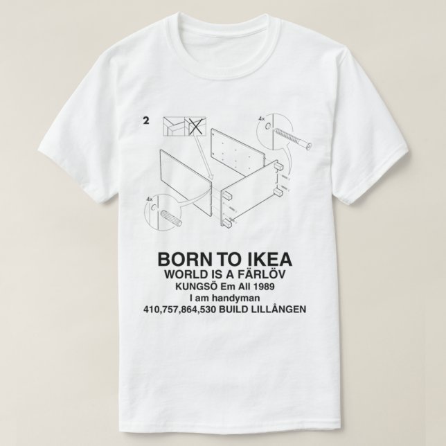 CAMISETA NACIDO AL MUNDO IKEA ES UN FÄRLÖV (Diseño del anverso)