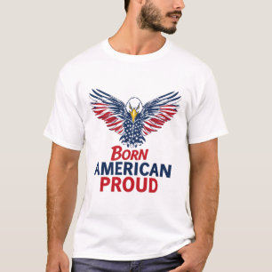 Camiseta Nacido Americano Orgulloso Patriótico Águila Bande