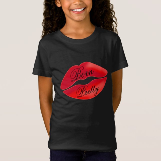 Camiseta Nacido Bonito Lip Cute Chica Feliz Makeup Cosmetic (Anverso)