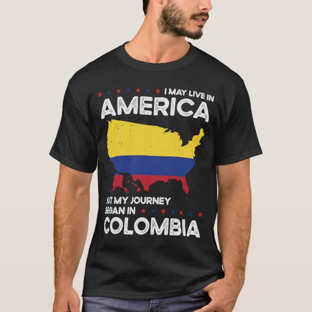Camiseta Nacido Colombia Colombia Estadounidense Ciudadanía (Anverso)