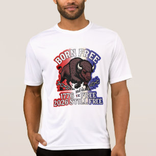 Camiseta Nacido de Bison Shirt americano libre - 250 años g