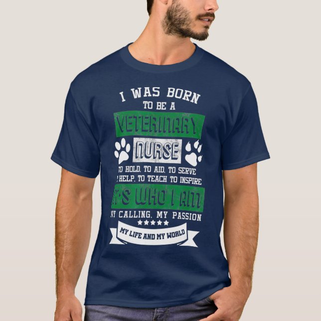 Camiseta Nacido de una enfermera veterinaria Vet Tech Anima (Anverso)