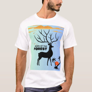 Camiseta Nacido del Bosque – Silueta de Ciervo Místico Natu