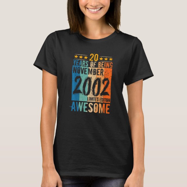 Camiseta Nacido el 20 de noviembre de 2002 20 años de vida (Anverso)