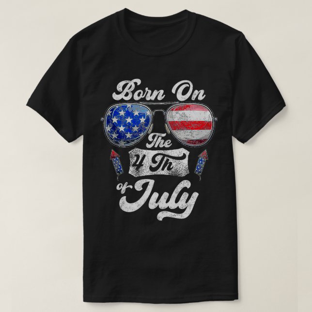Camiseta Nacido El 4 De Julio Día De La Independencia  (Diseño del anverso)