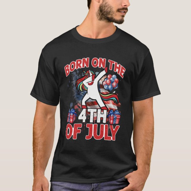 Camiseta Nacido El 4 De Julio Día De La Independencia Estad (Anverso)