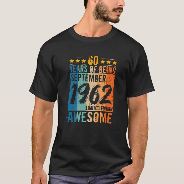 Camiseta Nacido El 60 De Septiembre De 1962 60 Años De Edad (Anverso)