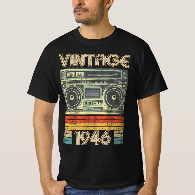Camiseta Nacido En 1946 Radio Retro, Regalo De Cumpleaños D (Anverso)