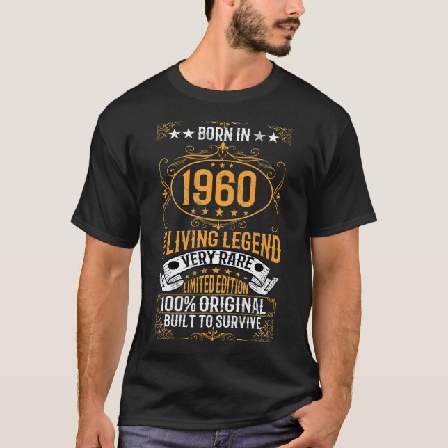 Camiseta Nacido En 1960 La Leyenda Viva Muy Rara Cumpleaños (Anverso)