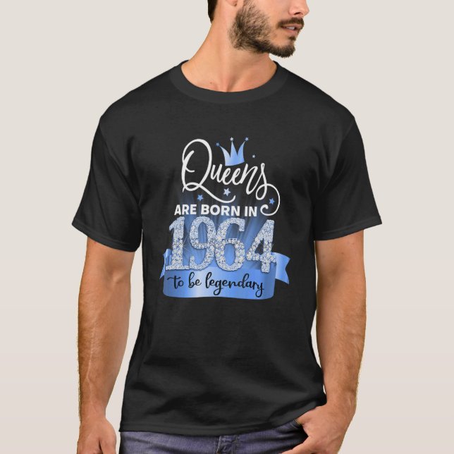 Camiseta Nacido en 1964 I Festive Black Blue Fiesta Outfit  (Anverso)