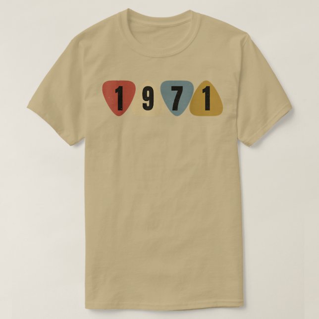 Camiseta Nacido En 1971 Cumpleaños De La Música De La Púa d (Diseño del anverso)