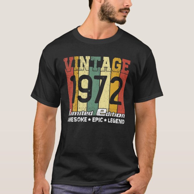 Camiseta Nacido En 1972 49º Regalo De Cumpleaños Alegre Imp (Anverso)