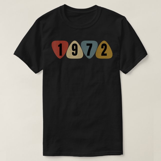 Camiseta Nacido En 1972 Cumpleaños De La Música De La Púa d (Diseño del anverso)