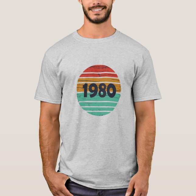Camiseta Nacido en 1980 como regalo de cumpleaños (Anverso)