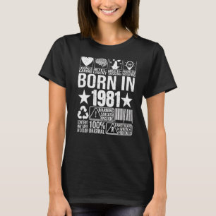 Camiseta Nacido En 1981 Etiqueta De Advertencia De Contenid