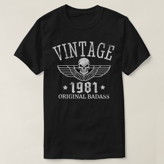 Camiseta Nacido En 1981 Vintage 40th Birthday Skul (Diseño del anverso)
