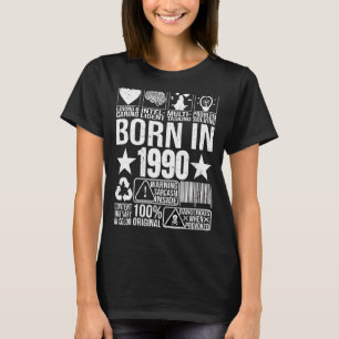 Camiseta Nacido En 1990 Etiqueta De Advertencia De Contenid