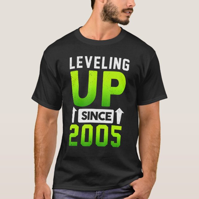 Camiseta Nacido En 2005 Gaming Leveling Up Desde 2005 Gamer (Anverso)