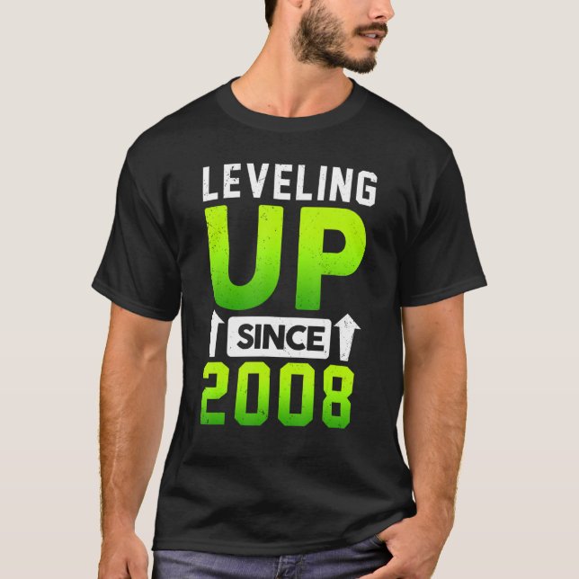 Camiseta Nacido En 2008 Nivelación De Juegos Desde 2008 Gam (Anverso)