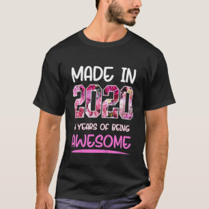Camiseta Nacido en 2020, niño de 3 años, cumpleaños con flo