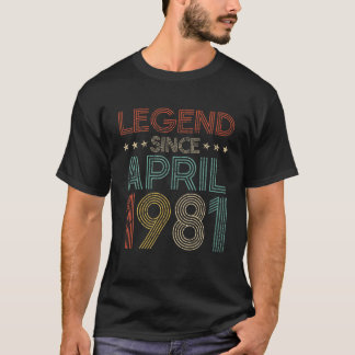 Camiseta Nacido En Abril De 1981 Leyenda Desde El 41º Cumpl