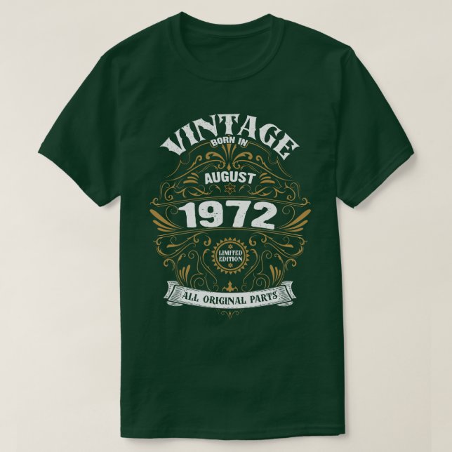 Camiseta Nacido en agosto de 1972 (Diseño del anverso)