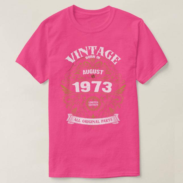 Camiseta Nacido en agosto de 1973 (Diseño del anverso)