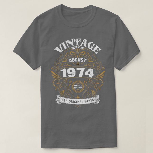 Camiseta Nacido en agosto de 1974 (Diseño del anverso)