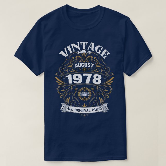 Camiseta Nacido en agosto de 1978 (Diseño del anverso)
